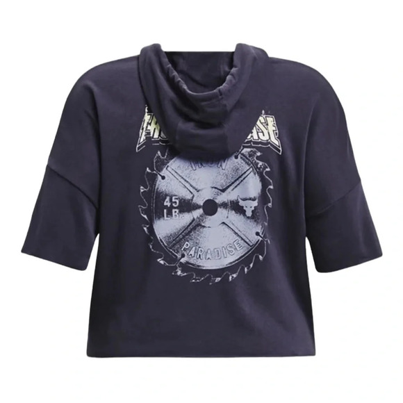 Under Armour Project Rock Rival Terry Short Sleeve Navy Fitness Hoodie Size 2X - Picture 2 of 12